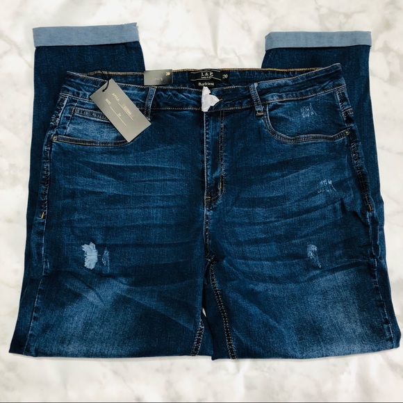 The L&B High Rise Distressed Boyfriend Jean - Sz 22 - Picture 2 of 10